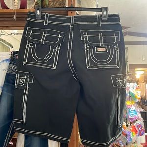 True religion black cargo shorts, size 34